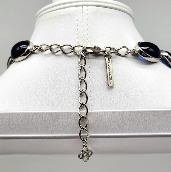 Oscar de la Renta Blue Glass and Swarovski Crystal Flower Statement Necklace - Picture 10 of 13